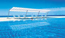 Load image into Gallery viewer, FIM Flexy Zen Silver powder-coated aluminum structure, canopy size 10 ft. deep and 12 ft. wide