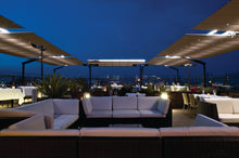 Load image into Gallery viewer, FIM Flexy Awning Silver powder-coated aluminum structure, canopy size 8 ft. deep and 10 ft. wide