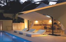 Load image into Gallery viewer, FIM Flexy Awning Silver powder-coated aluminum structure, canopy size 10 ft. deep and 12 ft. wide