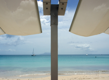 Load image into Gallery viewer, FIM Flexy Awning Silver powder-coated aluminum structure, canopy size 8 ft. deep and 12 ft. wide